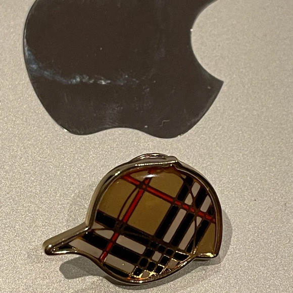 Burberry Gold and Black Plaid Brooch - Picture 2 of 5